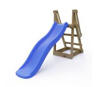 Rebo Freestanding Garden Wave Slide With Wooden Platform - 6Ft (175Cm) Slide (Blue)