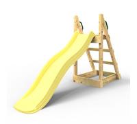 Rebo Freestanding Garden Wave Slide With Wooden Platform - 6Ft (175Cm) Slide (Yellow)