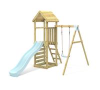 Rebo Garden Climbing Frame With Swing And Slide For Kids - Rushmore Ice Blue