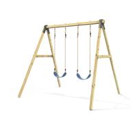 Rebo Glide Wooden Double Swing Set with Two Swing Seats - Tulip (Dark Blue Belt Swings) in Dark Blue Rebo Dark Blue