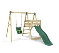 Rebo Glide Wooden Single Swing Set with 6ft Slide and Swing Seat - Orchid (Navy Blue Baby Swing) | OutdoorToys | Kids Outdoor Wooden Play Equipment for Gardens, Frame & Accessories Included