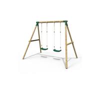 Rebo KWooden Garden Swing Set with 2 Swings for Kids - Venus Green