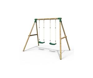 Rebo KWooden Garden Swing Set with 2 Swings for Kids - Venus Green