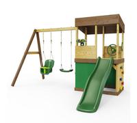 Rebo Lookout Tower With Double Swing, Wave Slide, Adventure And Den Packs