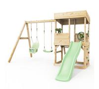 Rebo Lookout Tower With Double Swing, Wave Slide And Adventure Pack Mint Green