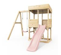 Rebo Lookout Tower with Single Swing and Wave Slide Dusky Pink