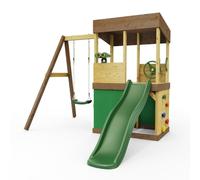 Rebo Lookout Tower with Single Swing, Wave Slide, Adventure and Den Packs