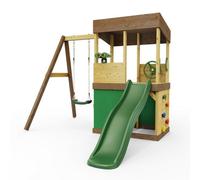 Rebo Lookout Tower With Single Swing, Wave Slide, Adventure And Den Packs