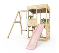 Rebo Lookout Tower with Single Swing, Wave Slide and Adventure Pack Dusky Pink