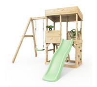 Rebo Lookout Tower With Single Swing, Wave Slide And Adventure Pack Mint Green