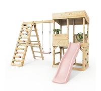 Rebo Lookout Tower With Single Swing, Wave Slide, Climbing Wall And Adventure Pack