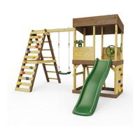 Rebo Lookout Tower With Single Swing, Wave Slide, Climbing Wall And Adventure Pack
