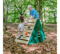 Rebo® Mini Wooden Climbing Pyramid Adventure Playset - Green | OutdoorToys | Strong and Sturdy Treatment free timber - Colourful Climbing Rocks, Secret Hideaway