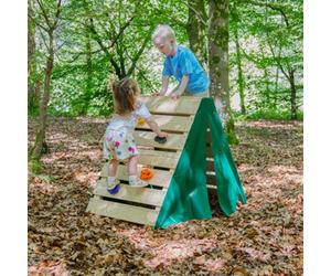 Rebo Mini Wooden Garden Climbing Pyramid Adventure Playset For Kids - Green
