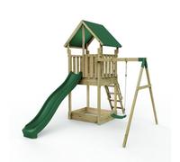 Rebo Modular Garden Wooden Climbing Frame Adventure Playset For Kids - Swing Wychwood