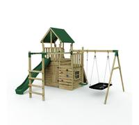 Rebo® Children's Modular Wooden Climbing Frame Adventure Playset - M10 Double Swing | OutdoorToys | Sturdy Wooden Construction, Pressure Treated Timber