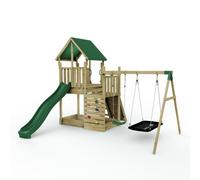 Wooden Climbing Frame with Play Tower and Slide - M3 Double Ramp Rebo Brown One Size