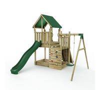 Wooden Climbing Frame with Play Tower and Slide - M3 Single Ramp Rebo Brown One Size