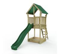 Rebo® Modular Wooden Climbing Frame Adventure Playset - Tower with Canvas Roof | OutdoorToys | Kids' Outdoor Wooden Garden Play Equipment, Children's Jungle Gym