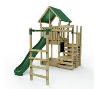 Rebo Modular Wooden Garden Climbing Frame Adventure Playset For Kids - M11 Stepup + Monkey Bars
