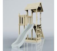 Rebo Polarplay Balcony Tower Kids Wooden Climbing Frame With Slide - Una Mist