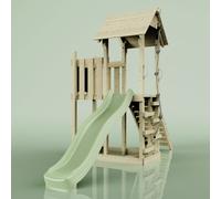 PolarPlay Balcony Tower Kids Wooden Climbing Frame - Una Sage in Natural PolarPlay Natural