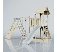Rebo Polarplay Balcony Tower Kids Wooden Climbing Frame With Swing And Slide - Climb & Swing Kory Mist