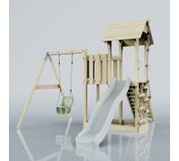 Rebo Polarplay Balcony Tower Kids Wooden Climbing Frame With Swing And Slide - Swing Calder Mist