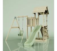 Rebo Polarplay Balcony Tower Kids Wooden Climbing Frame With Swing And Slide - Swing Calder Sage