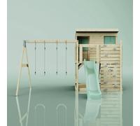 Rebo PolarPlay Climbing Platform & Playhouse with Double Swing - Nils Ice Blue Rebo Blue