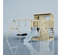 Rebo PolarPlay Climbing Platform & Playhouse with Single Swing - Nils Boat Ice Blue Rebo Blue