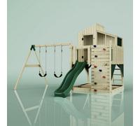 Rebo Polarplay Kids Climbing Tower And Playhouse - Swing Geir Green