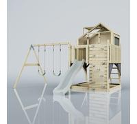 Rebo Polarplay Kids Climbing Tower & Garden Playhouse With Swing And Slide - Swing Haldor Mist