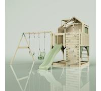 Rebo Polarplay Kids Climbing Tower & Garden Playhouse With Swing And Slide - Swing Saga Sage