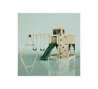 Rebo Polarplay Kids Climbing Tower & Playhouse - Swing Elof Green