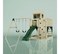 Rebo Polarplay Kids Climbing Tower & Playhouse - Swing Elof Green