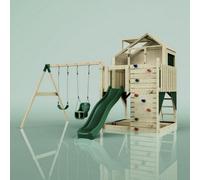 Rebo Polarplay Kids Climbing Tower & Playhouse - Swing Saga Green