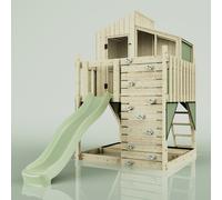 Rebo Polarplay Kids Scandinavian Style Climbing Platform & Garden Playhouse With Slide - Flavia Sage