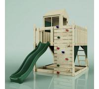 Rebo Polarplay Kids Scandinavian Style Climbing Platform & Playhouse - Alva Green