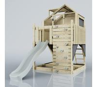 PolarPlay Kids Scandinavian Style Climbing Platform & Playhouse - Astrid Mist in Natural PolarPlay Natural