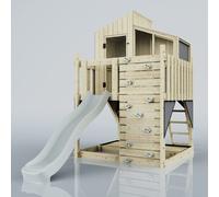 Rebo Polarplay Kids Scandinavian Style Climbing Platform & Playhouse With Slide - Flavia Mist