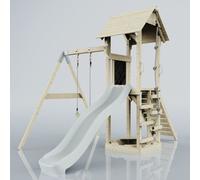 Rebo Polarplay Tower Kids Wooden Climbing Frame With Swing And Slide - Swing Destin Mist