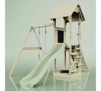 Rebo Polarplay Tower Kids Wooden Climbing Frame With Swing And Slide - Swing Destin Sage