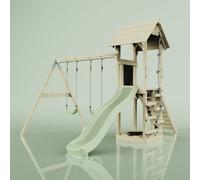 Rebo Polarplay Tower Kids Wooden Climbing Frame With Swing And Slide - Swing Kari Sage