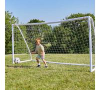Rebo 12ft x 6ft Football Goal for Kids - Weather-resistant, Perfect for Gardens | OutdoorToys | PVC, Portable, Locking Posts, Nylon Net, Lightweight, Easy Assembly, Ground Anchors Included