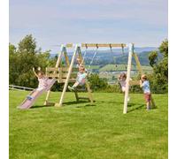 Rebo Premium Double Garden Swing With Deck For Kids- Flex Dusky Pink