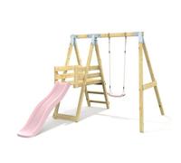 Rebo Premium Single Garden Swing With Deck For Kids - Flex Dusky Pink