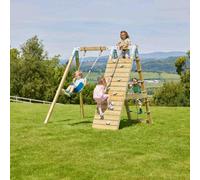 Rebo Premium Single Garden Swing With Up And Over Wall For Kids - Flex Navy Blue