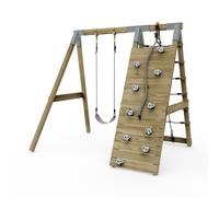 Rebo Premium Single Swing with Up & Over Wall - Flex Dusky Pink Rebo Pink