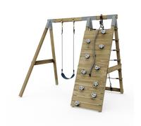 Rebo Premium Single Swing with Up & Over Wall - Flex Navy Blue Rebo Blue